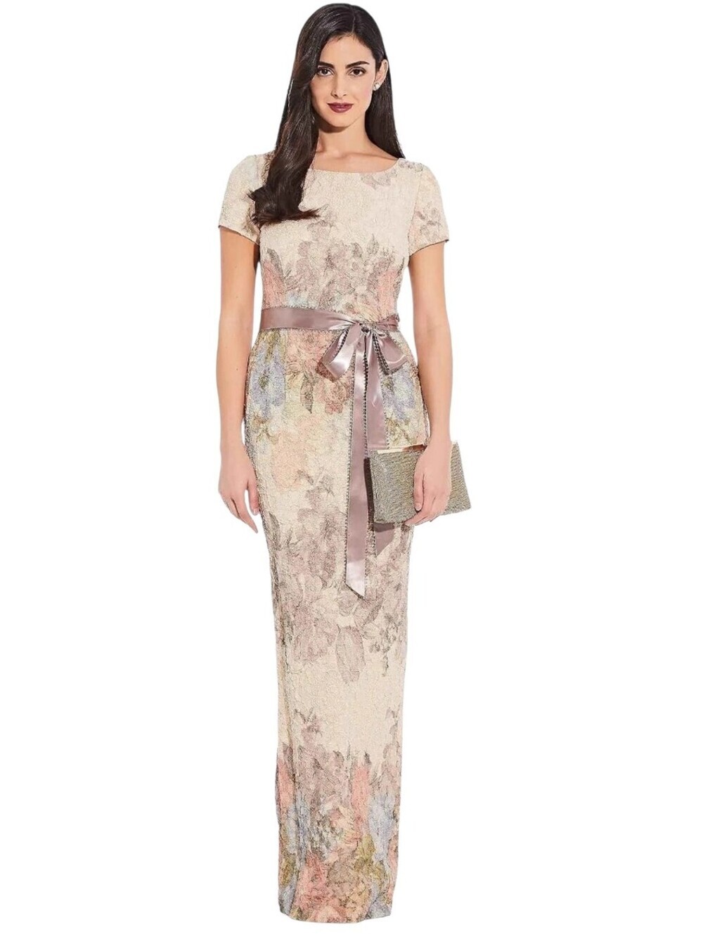 Adrianna Papell Matelassé Column Gown